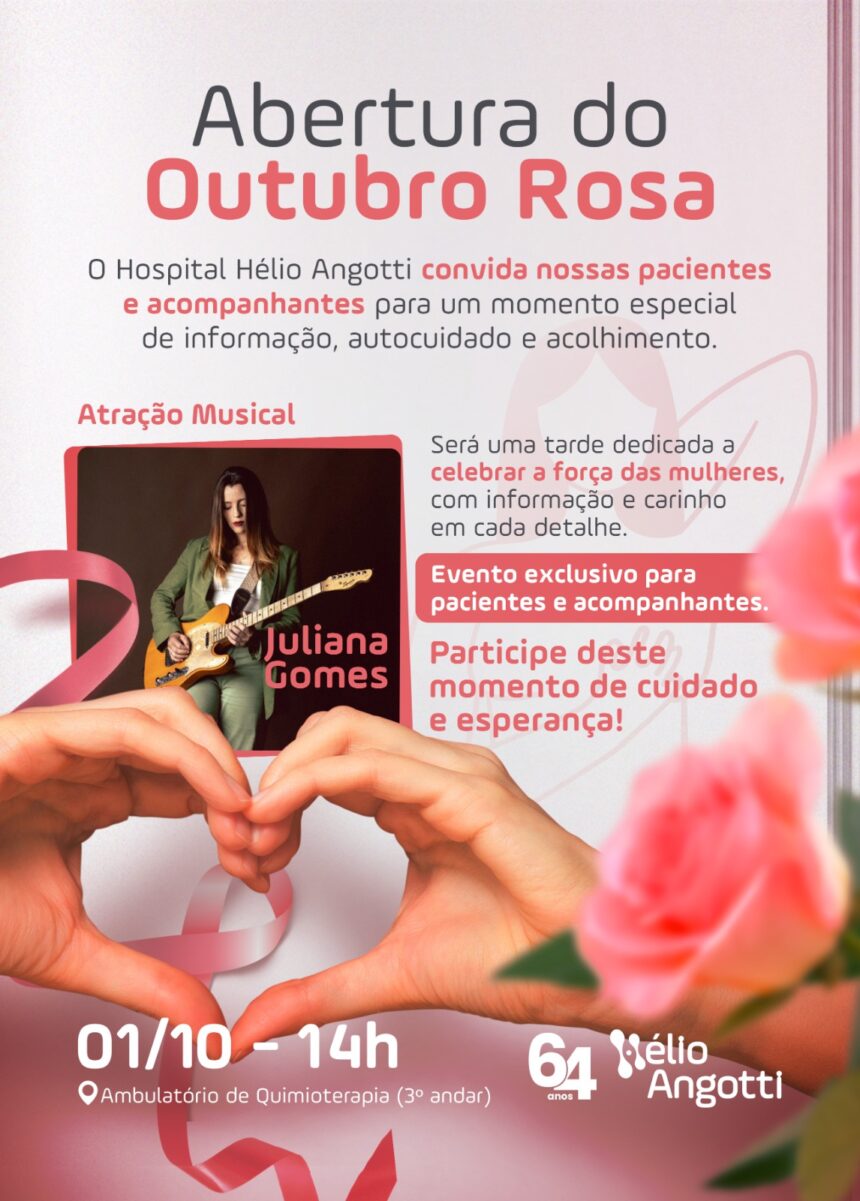 MÚSICA, AUTOESTIMA E PREVENÇÃO: HÉLIO ANGOTTI ABRE OUTUBRO ROSA 2025